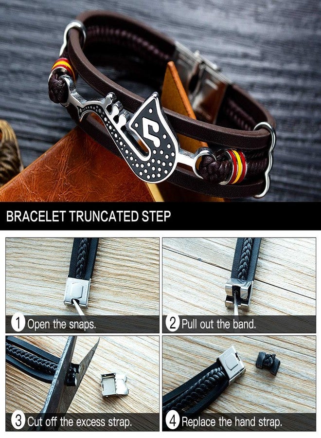 TEMICO Unisex Multilayer Brown Leather Saxophone Cuff Bracelet Jazz Music Instruments Wristband for Jazzist - Image 3