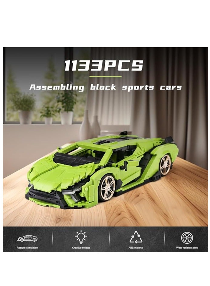 10011 Mini Sports Car MOC Educational Building Blocks and Construction Toy Boys/Girls , Adult Collectible Model Cars Set to Build, 1:14 Scale Sports Car Model (1133 Pcs)