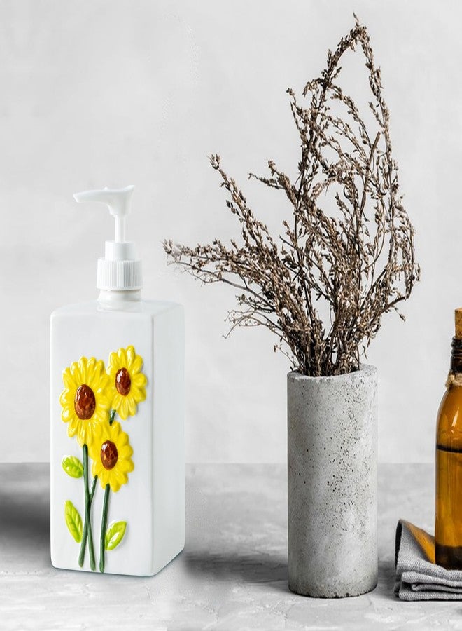 GABROC Sunflower Soap Dispenser Bathroom Ceramic Hand Soap Dispensers for Bathroom Liquid Soap Dispenser for Bathroom - Image 2