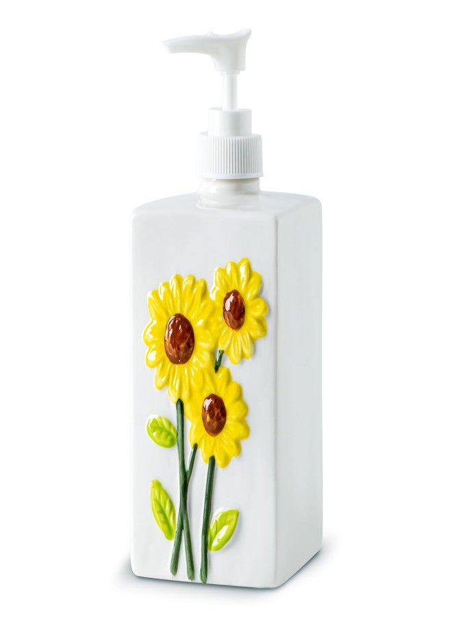 GABROC Sunflower Soap Dispenser Bathroom Ceramic Hand Soap Dispensers for Bathroom Liquid Soap Dispenser for Bathroom - Image 1