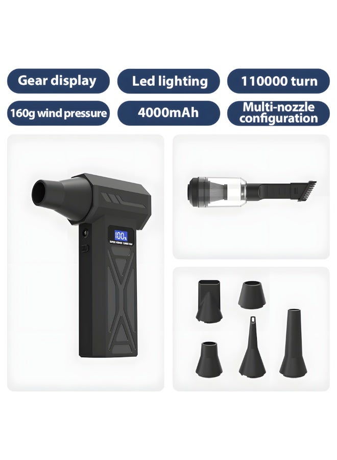 Cordless Electric Air Duster-110000rpm, 4-Speed Adjustable Mini Blower, Fast Charging, Air Blower Jet Fan Led Turbo Blower ,Suitable For Dust Removal In Computers, Keyboards, Houses, Cars, And Outdoors - Image 2