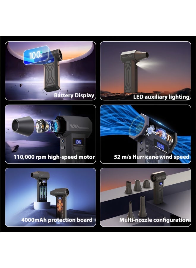 Cordless Electric Air Duster-110000rpm, 4-Speed Adjustable Mini Blower, Fast Charging, Air Blower Jet Fan Led Turbo Blower ,Suitable For Dust Removal In Computers, Keyboards, Houses, Cars, And Outdoors - Image 5