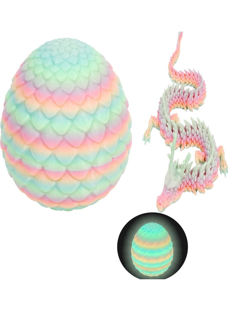 3D Printed Dragon Eggs with Dragon Inside, 30cm Glow in The Dark, Chinese Dragon Toy Eggs Fidget Toys Gifts(Luminous Rainbow) - Image 1