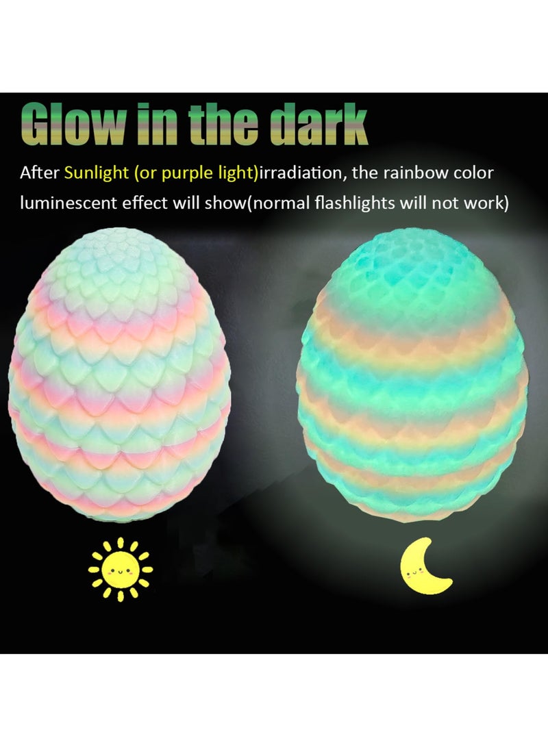 3D Printed Dragon Eggs with Dragon Inside, 30cm Glow in The Dark, Chinese Dragon Toy Eggs Fidget Toys Gifts(Luminous Rainbow) - Image 2