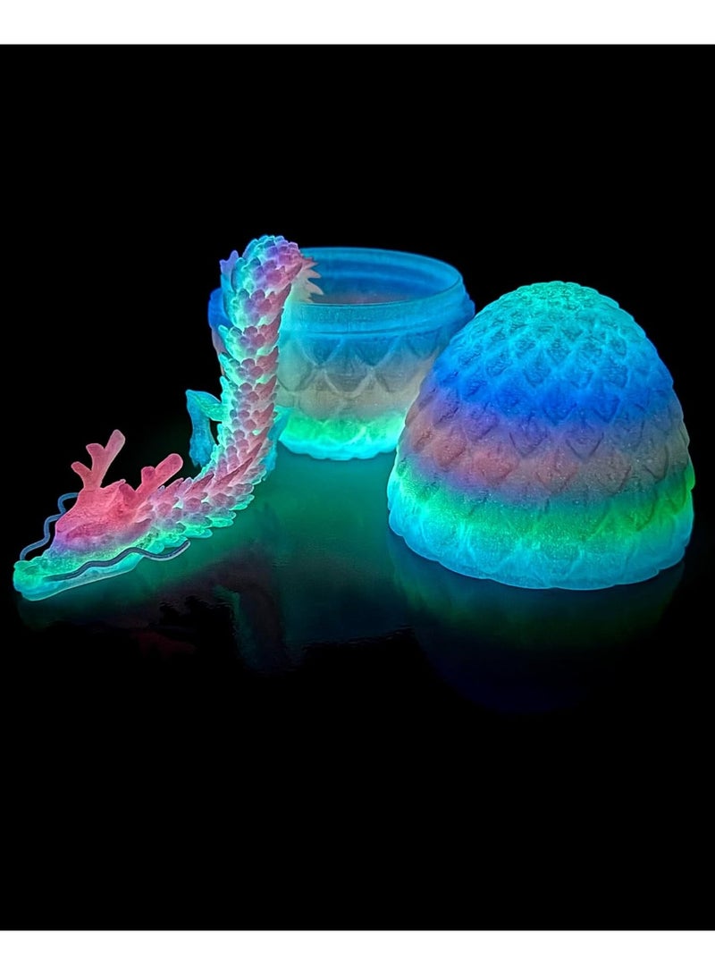 3D Printed Dragon Eggs with Dragon Inside, 30cm Glow in The Dark, Chinese Dragon Toy Eggs Fidget Toys Gifts(Luminous Rainbow) - Image 5