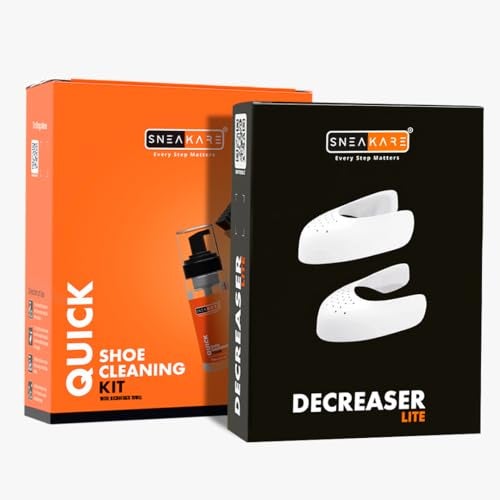 SNEAKARE Quick Kit With Towel - Contains 1 x 150ml Foam Shoe Cleaner, Medium Bristle Brush, Microfiber Towel & Decreaser Lite - White Sneakers Cleaning Kit, Leather, Suede, Nubuck, Canvas - Image 1