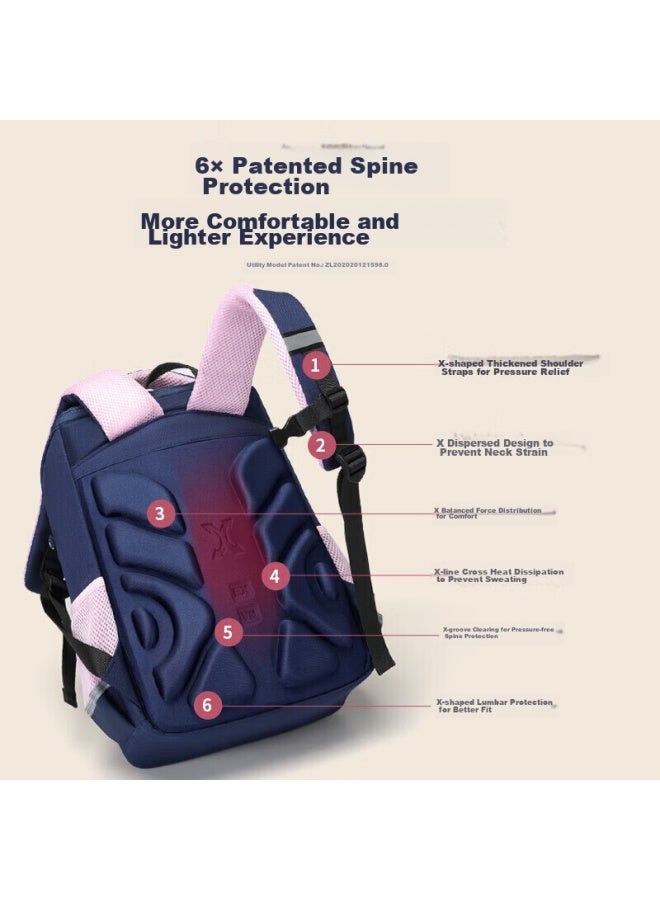 V.nine حقيبة مدرسية لأولاد وبنات المدارس الابتدائية، حقيبة ظهر للأطفال من الصف الأول إلى الثالث لحماية العمود الفقري وتخفيف الحِمل، أزرق مع أحمر - Image 2