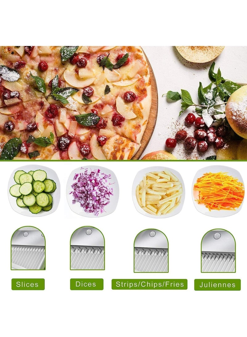 Multi-Functional Saving Time Adjustable Hand Press Vegetables Chopper Quickly Cut Vegetables Fruit Cutter Mandoline Slicer Dicer French Fry Shredding and Dicing The perfect kitchen gadget for meal prep, Green - Image 2