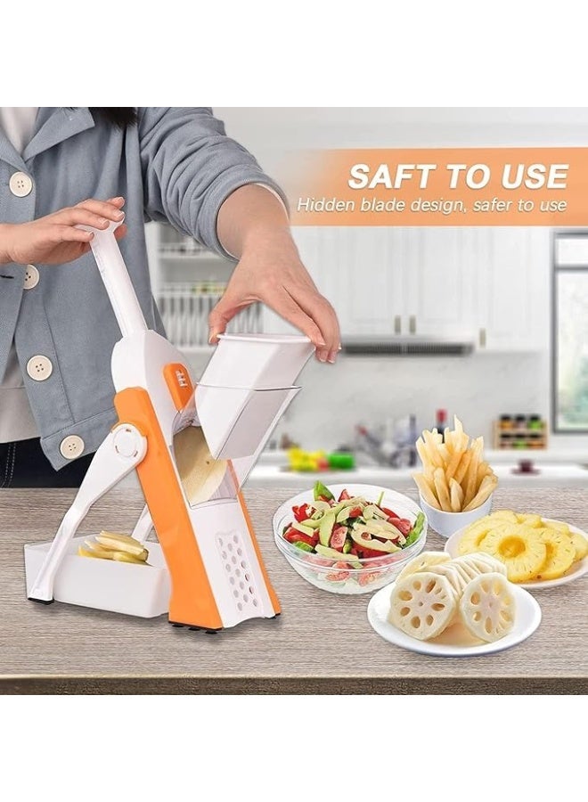 Multi-Functional Saving Time Adjustable Hand Press Vegetables Chopper Quickly Cut Vegetables Fruit Cutter Mandoline Slicer Dicer French Fry Shredding and Dicing The perfect kitchen gadget for meal prep, Green - Image 5