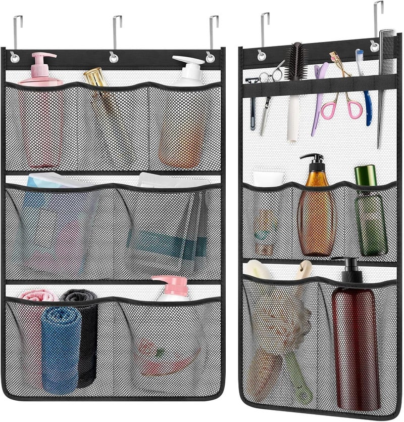 EEEKit Over The Door Storage Organiser, 2PCS Hanging Shower Organizer with Quick Drying Mesh Pockets, Bathroom Shower Bag to Hold Shampoo, Soap, Loofah, and Cruise Ship Essentials - Image 1