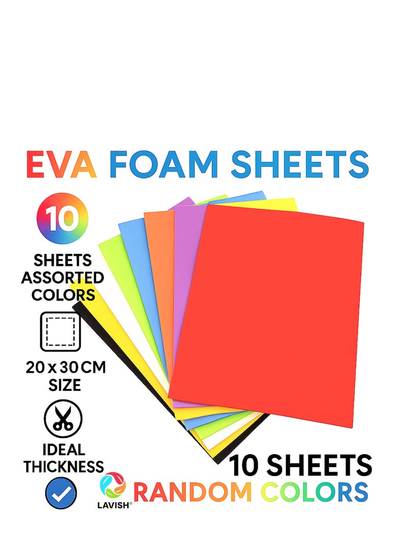 Lavish EVA Foam Sheets 10-Pack | Assorted Colors | Non-Adhesive Craft Paper | Soft, Flexible & Easy to Cut | Ideal for DIY Crafts, Scrapbooking, School Projects, Kids Art, Decorations and More - Image 2