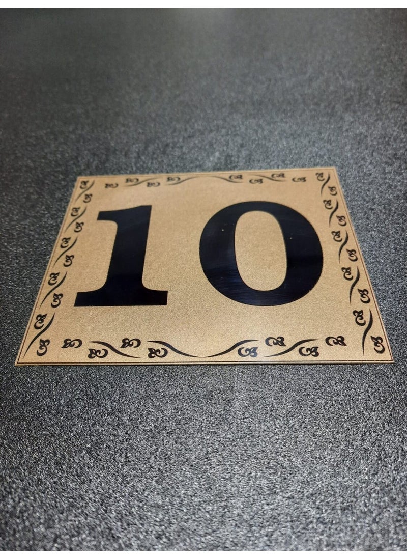 GEN Door Number 10X12 cm Adhesive No 10 Metallic Golden Yellow  - Image 1