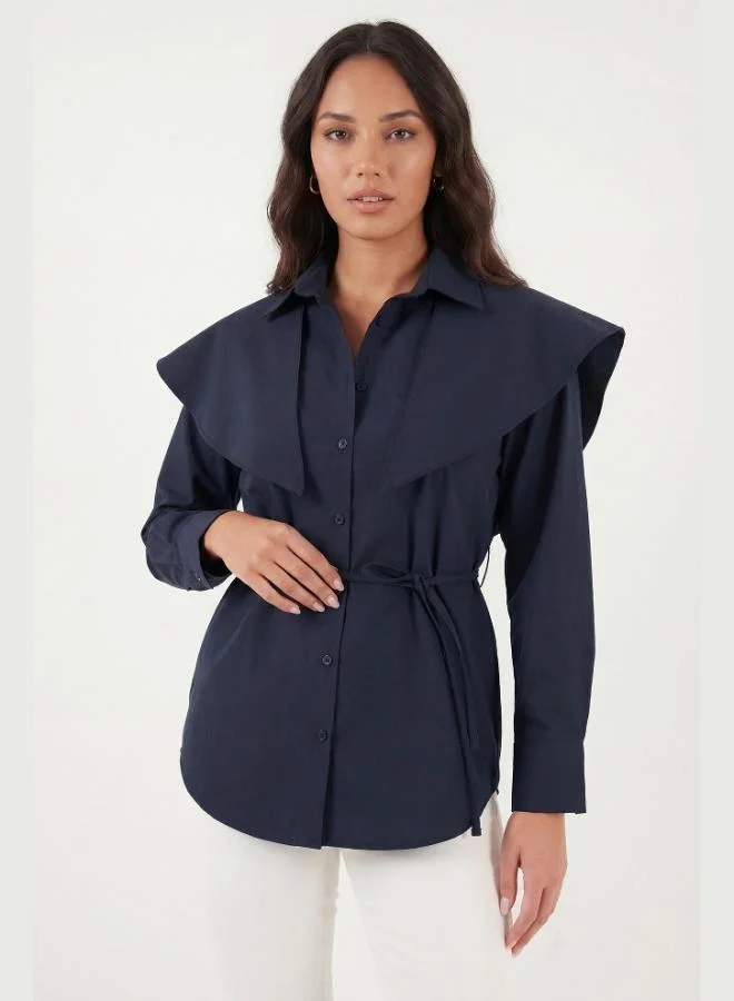 Lela  Lela Cotton Cape Detail Regular Fit Long Sleeve Shirt Women's SHIRT 6774128 for Women | Best Price UAE