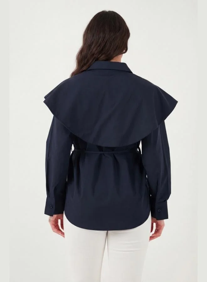 Lela  Lela Cotton Cape Detail Regular Fit Long Sleeve Shirt Women's SHIRT 6774128 for Women | Best Price UAE