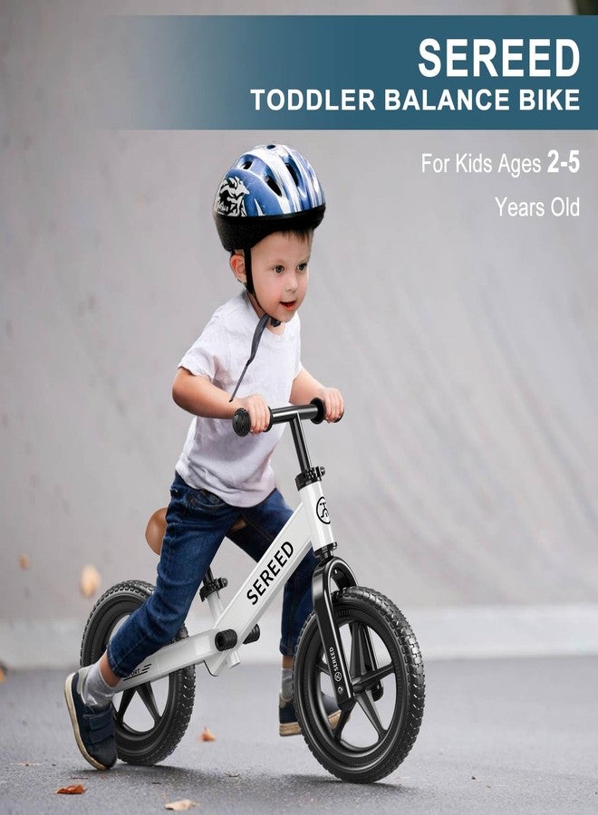 SEREED 12 Inch Toddler Balance Bike, No Pedal Bicycle for Kids 24 Months to 5 Years Old, Customize Plate (3 Sets of Stickers Included), Tool-Free Adjustments, Gift for Boys Girls 2-5 (White) - Image 4