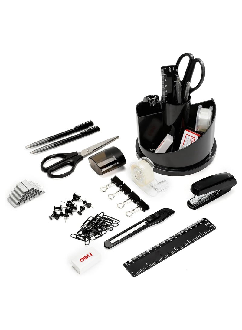 Deli Office Supplies Set, Desk Organizer Kit Black - Image 1