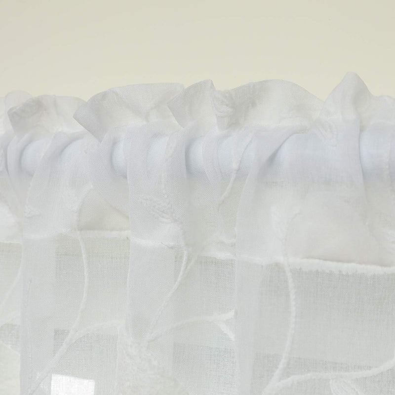 VOGOL White Rod Pocket Sheer Valance, Solid Window Treatment Kitchen Curtains Valances for Windows, Elegant Soft Curtain Panels for Bedroom (W52 x L18 Inch, 1 Panel, Birds) - Image 2