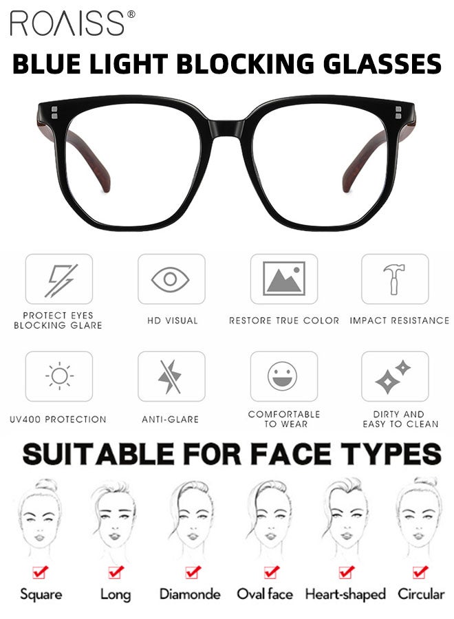 roaiss Blue Light Blocking Glasses Anti Blue Light Computer Reading Gaming TV Phones Square Eyeglasses Fashion Anti Eyestrain Headache Eyewear for Men Women Glossy Black 52mm - Image 4