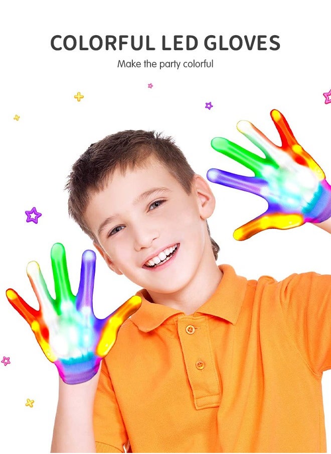 GROIC - Led Gloves, Flashing Light Up Gloves, LED Light Glow Gloves Cool Fun Toys , Light-up Party, Costume Party Favors for Age 3-12 Kids Teens - Image 1