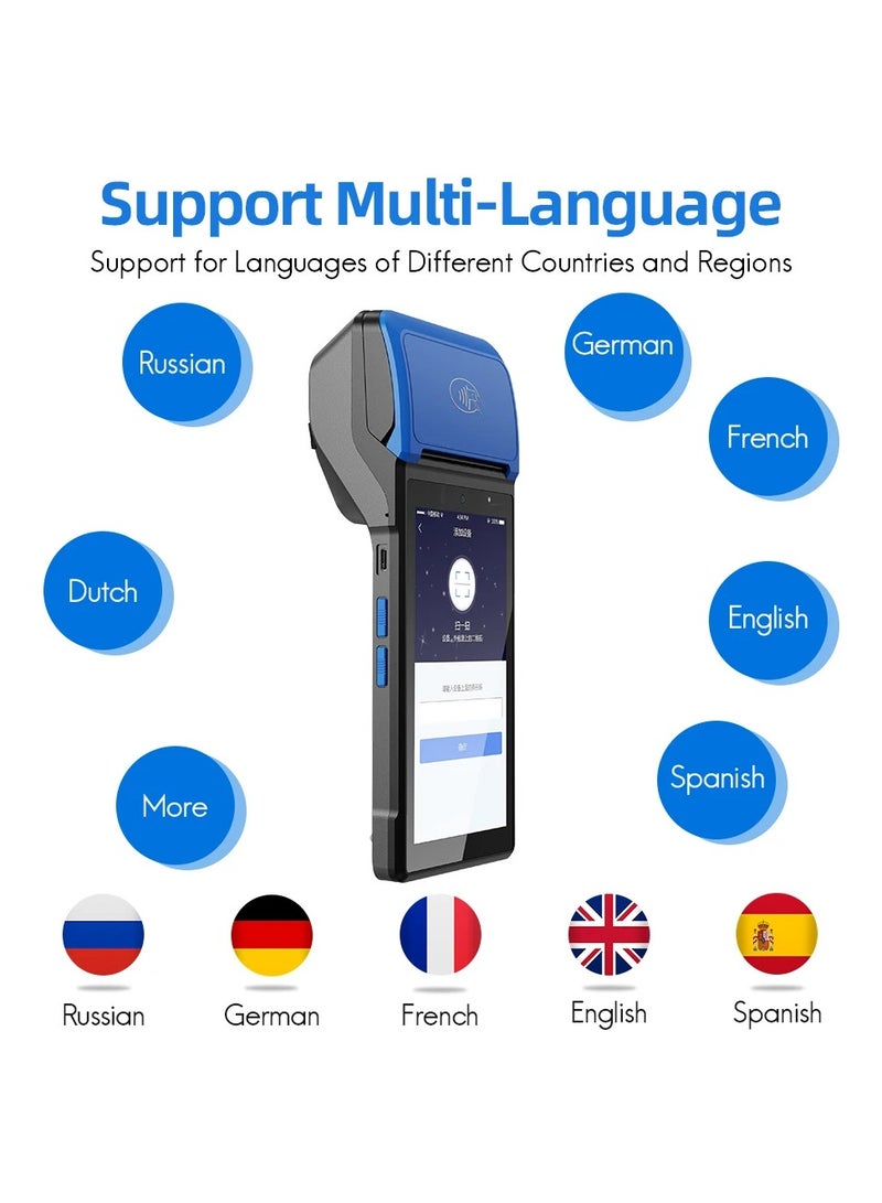 KINGTOP Handheld POS PDA Receipt Printer 58mm High Speed Thermal Paper Printer Smart POS Terminal, POS Machine Scan 1D/2D/QR Barcodes, POS System with NFC/2G/3G/4G/WiFi/BT (Included 3 Rolls Thermal Paper) - Image 3