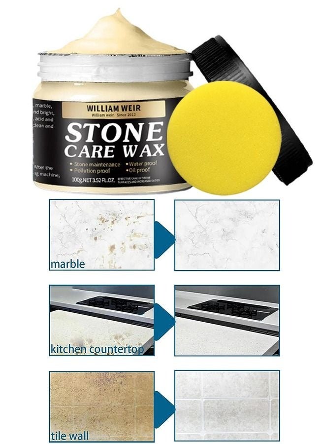 WILLIAM WEIR Stone Care Wax Furniture Polish and Restoration Stone Seasoning, Suit for Marble Furniture, Ceramic Tiles, Stone Floor, Stone Walls, Stone Polish Protection - Image 1