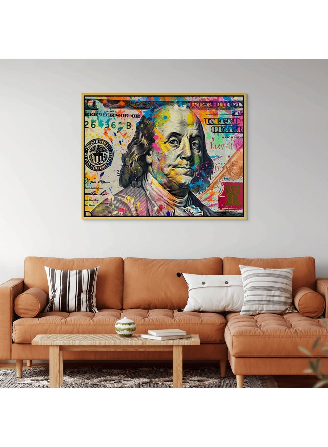 Art Decor Art Decor Framed Canvas Wall Art of Dollar Bill Pop Art Landscape Money Art Print Wall Décor for Home Office Living Room Bedroom Gifting - Image 2