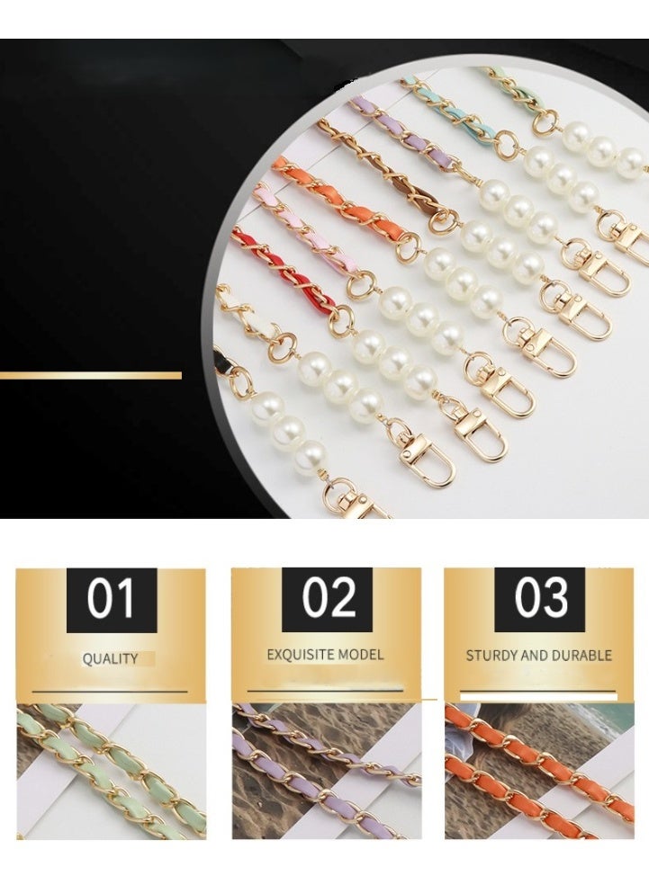 Kiffiyeh Mobile phone lanyard, small style pearl leather chain, long crossbody mobile phone lanyard, metal leather pendant bag chain - Image 2