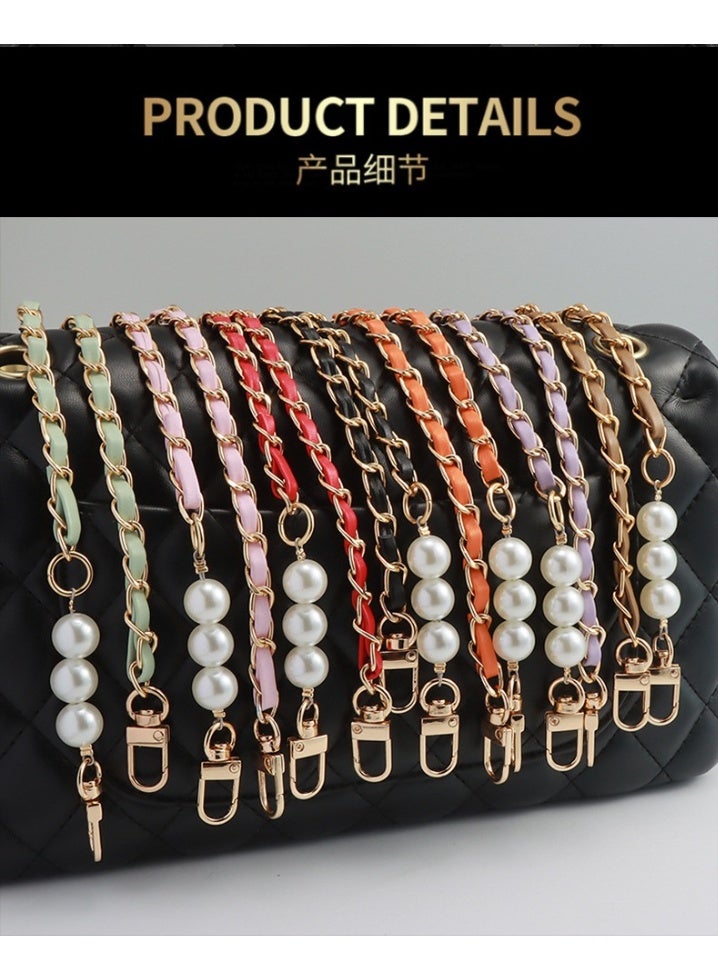 Kiffiyeh Mobile phone lanyard, small style pearl leather chain, long crossbody mobile phone lanyard, metal leather pendant bag chain - Image 4