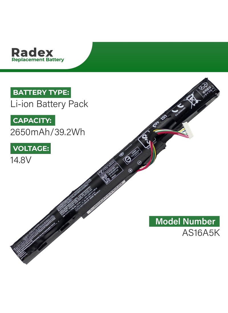 RADEX - AS16A5K High Grade Compatible Laptop Battery for Acer Aspire E5 475G, 523G, 553G, 573G, 774G - Image 1