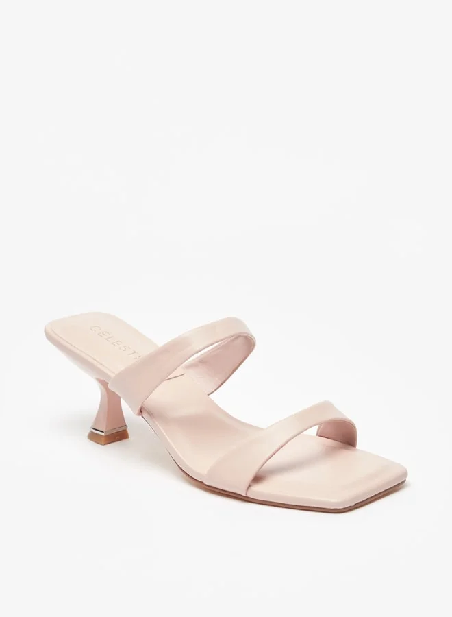 سيليست Women Solid Slip On Strap Sandals with Kitten Heels