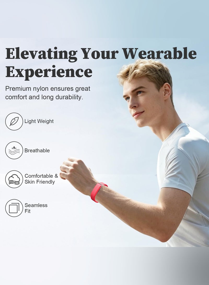 CATANES Woven Nylon Replacement Bands for Google Fitbit Air – Breathable Stretch Elastic Sport Watch Straps – Comfortable Lightweight Wristband for Screenless Tracker - Berry - Image 4
