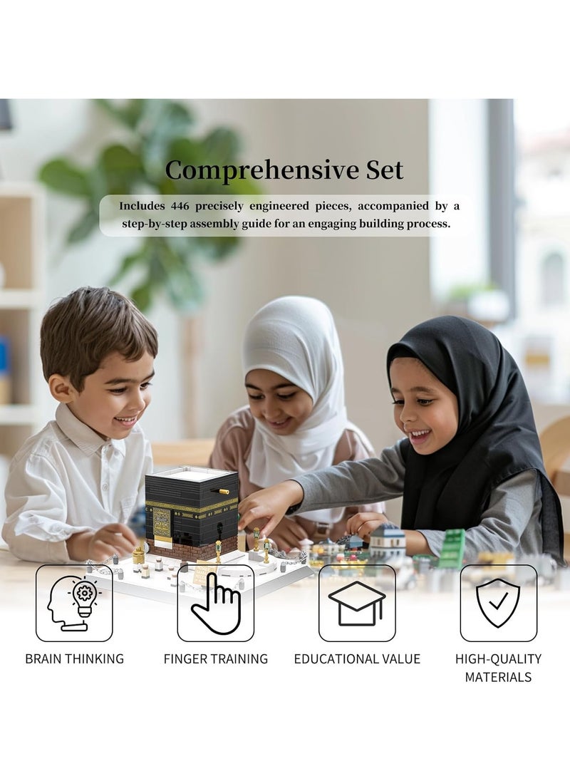 null - Islamic Mosque Kaaba Architectural Model Building Block Sets with 446 Pieces - Muslim Bricks Toy Hajj Kit Eid Gifts for Kids - Image 1