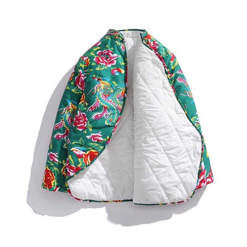 A6 Women''s Chinese-style Tang suit northeast big flower cotton-padded coat warm cold-proof cotton-padded jacket can match men''s hanfu fashion - Image 5