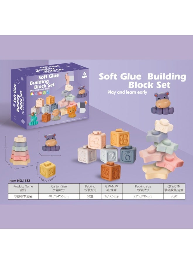 Infant Puzzle Building Blocks Cognitive Relief Soft Building Blocks Soft Glue Building Blocks Stacked Music Toy Manufacturers - Image 4
