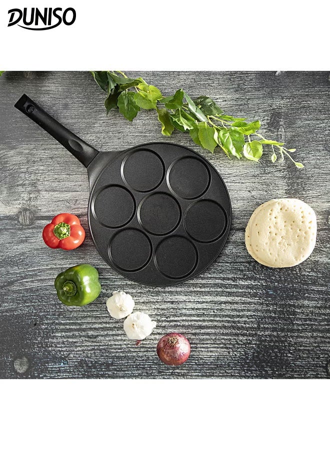 DUNISO 7-Cup Pancake Maker Pan Non Stick Mini Pancake Maker Crepe Pan Multifunctional Practical Pancake Frying Pan Breakfast Omelet Cooker Pan - Image 1