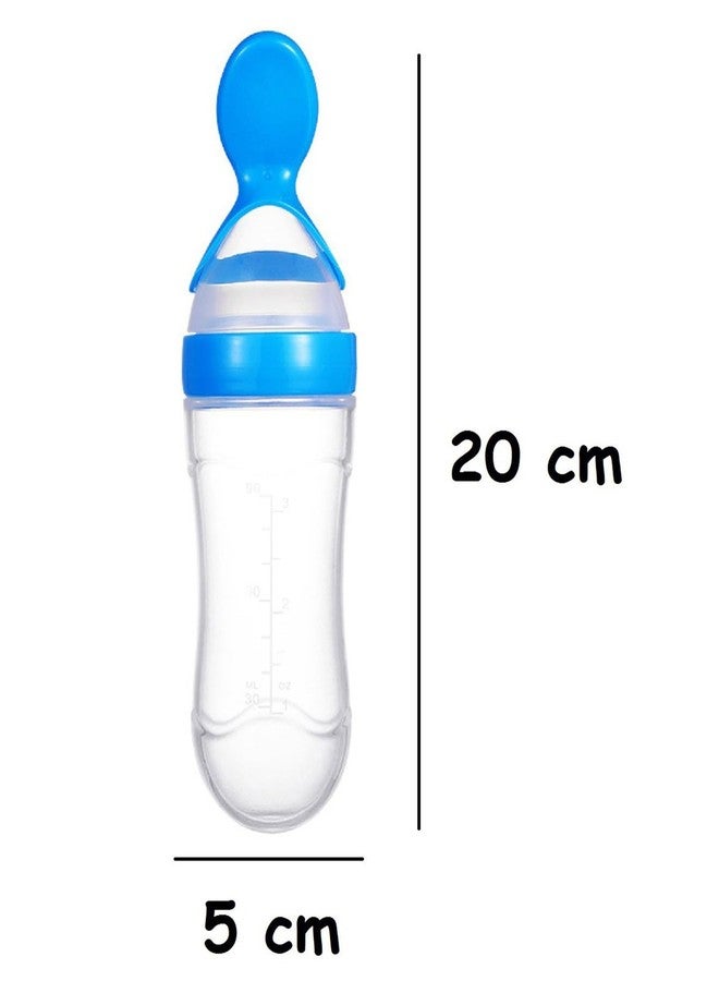 Joy Buzz Baby Food Dispensing Spoon Feeder Bottle 90ml and Fruit Feeder/Nibbler/Pacifier with Bottle Cleaning Brush Pack of 3 (BLU-GRN) - Image 3