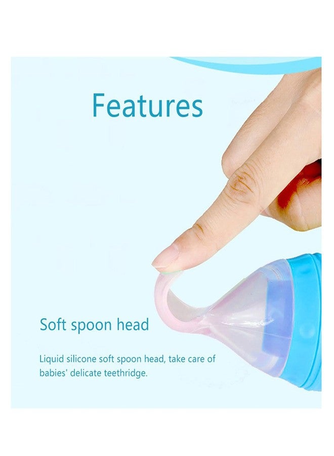 Joy Buzz Baby Food Dispensing Spoon Feeder Bottle 90ml and Fruit Feeder/Nibbler/Pacifier with Bottle Cleaning Brush Pack of 3 (BLU-GRN) - Image 2