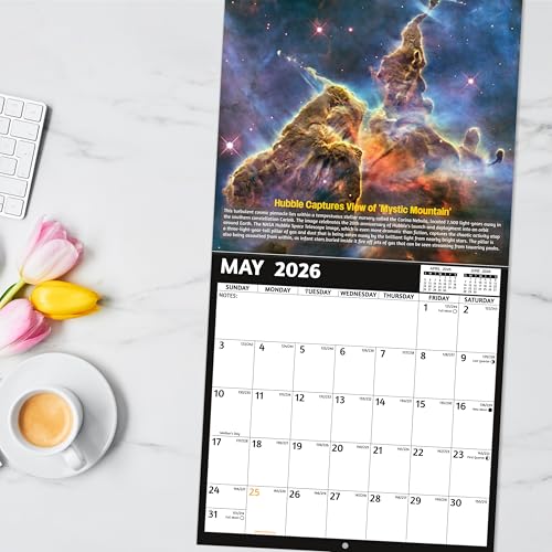 GoiUnlt 2026 Calendar, 2026 Wall Calendar, Space Wall Calendar 2026. Jan. 2026 - Dec. 2026, 12" x 24" (Open), 12-Month Calendar with Large Blocks, Thick Paper, Hanging Holes, Ample Writing Space - Image 2