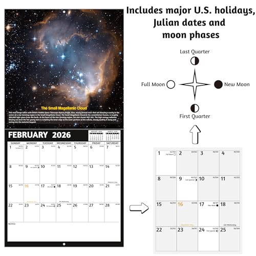 GoiUnlt 2026 Calendar, 2026 Wall Calendar, Space Wall Calendar 2026. Jan. 2026 - Dec. 2026, 12" x 24" (Open), 12-Month Calendar with Large Blocks, Thick Paper, Hanging Holes, Ample Writing Space - Image 5