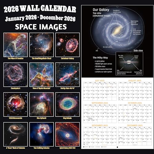 GoiUnlt 2026 Calendar, 2026 Wall Calendar, Space Wall Calendar 2026. Jan. 2026 - Dec. 2026, 12" x 24" (Open), 12-Month Calendar with Large Blocks, Thick Paper, Hanging Holes, Ample Writing Space - Image 3