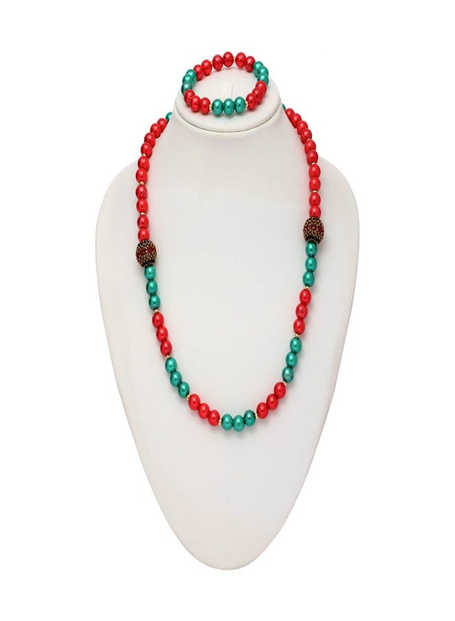 Coco Candy Red & Green Necklace & Bracelet in multicolor beads - Image 5