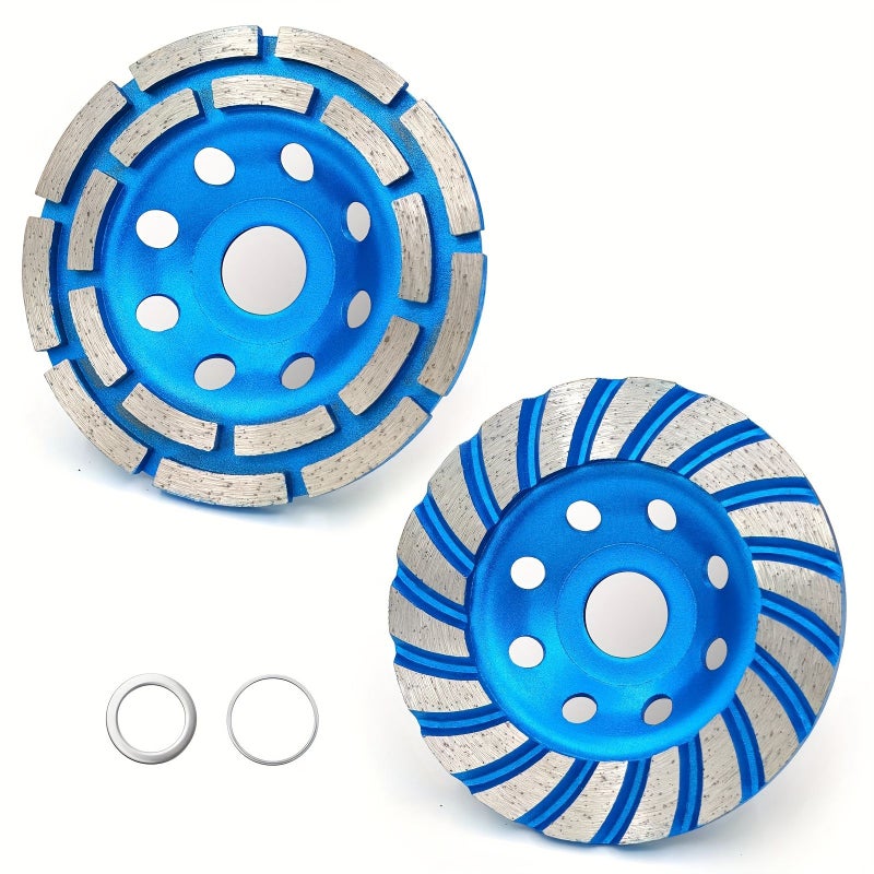 2Pcs Diamond Grinding Cup Wheels 115mm Double Row Turbo Segment for Concrete Granite - Image 1