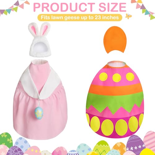 FuWeave 2 Set Easter Goose Outfit Lawn Porch Plastic Goose Costume for 23 Cement Outdoor Patio Yard Lawn DecorationRabbit - Image 3
