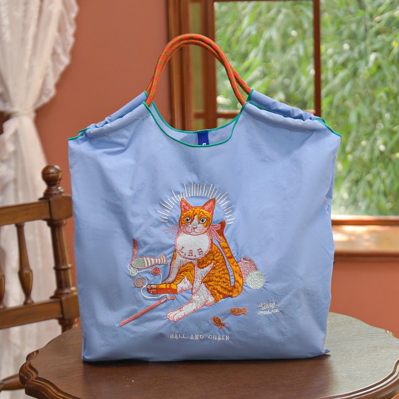 All-Match Ball Embroidery Eco-Friendly Nylon Embroidery Shoulder Shopping Bag Handbag Large Capacity Messenger Bag - Image 5