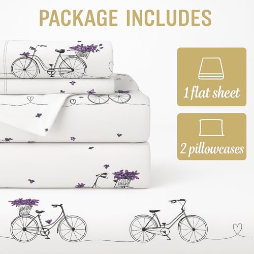 ARLinen Bicycle Print Bedsheet for King Size Bed | 108x108 Inches | Soft Microfiber Bedding Set with 2 Pillow Covers | Fun City Bicycle Design | Ideal for Kids, Girls & Teens Room Décor - Image 5