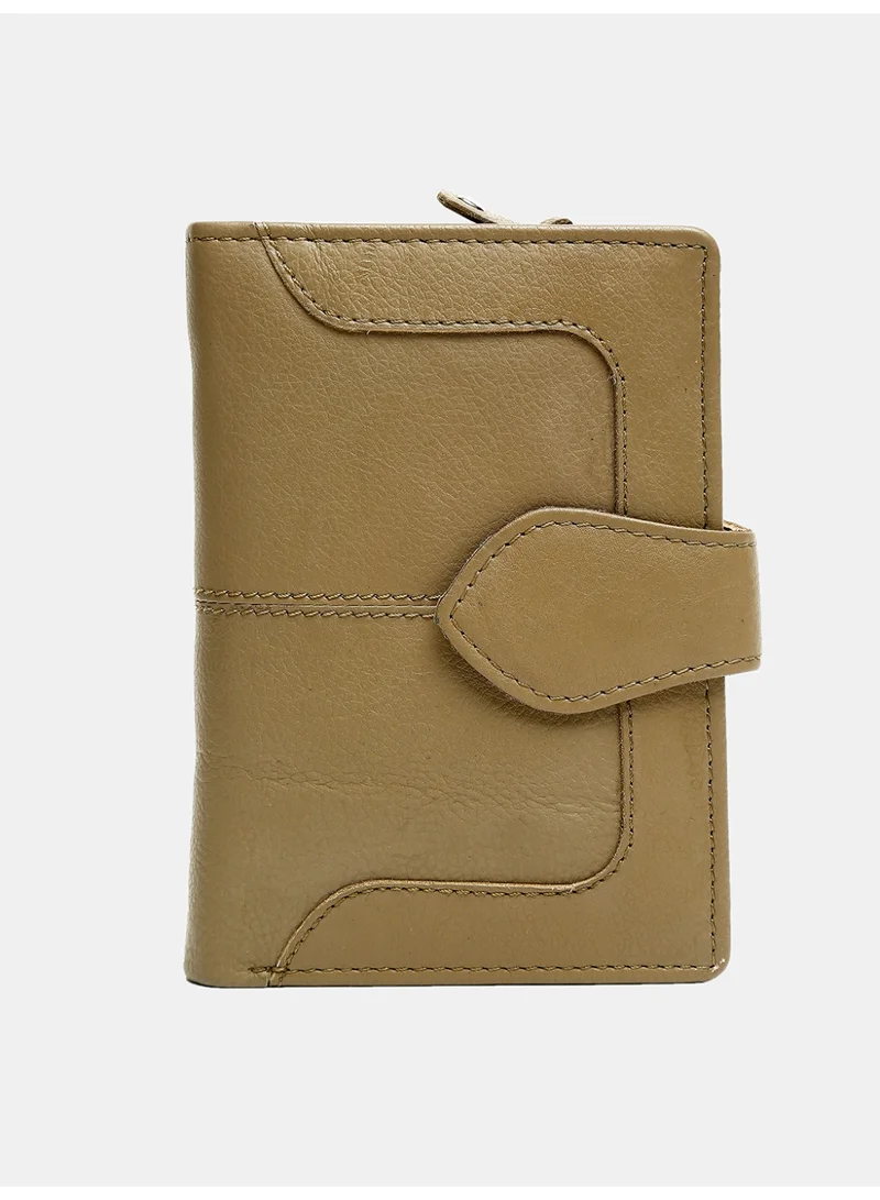 تيك وود Teakwood Women's Genuine Leather Wallet | Zip Around Coin Compartment | 2 Cash Compartments | 7 Card Slots | 3 Slip Pockets | ID Window | Button & Zip Closure | Beige