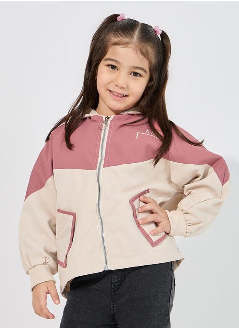 Color Block Front Zip Jacket