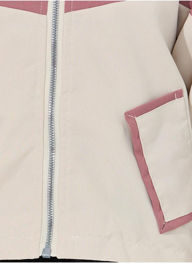 Color Block Front Zip Jacket