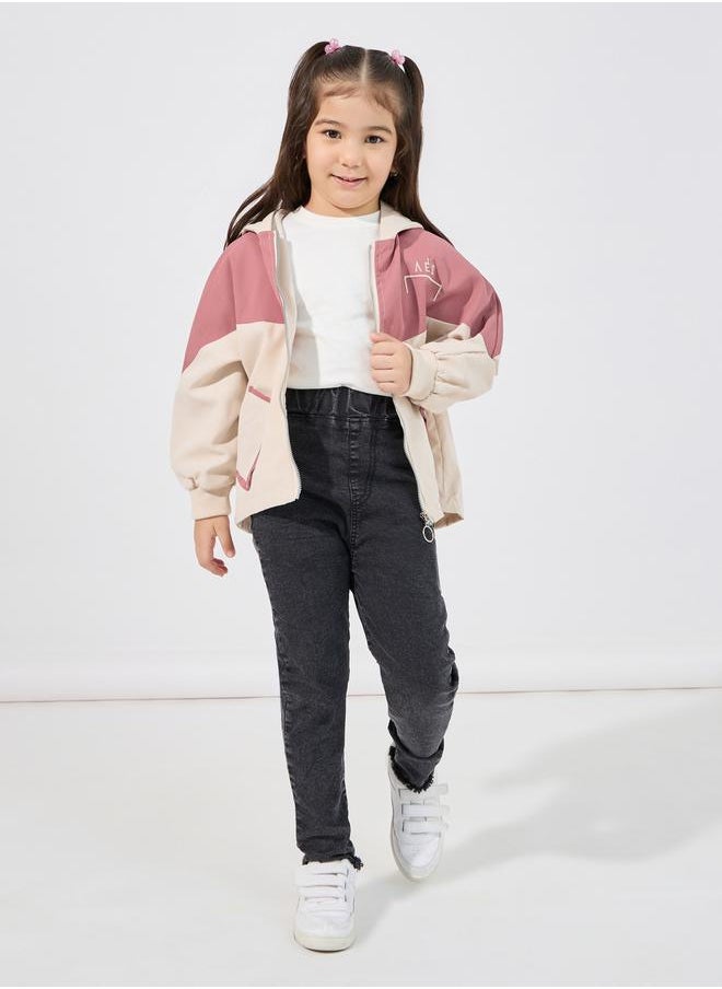 Color Block Front Zip Jacket