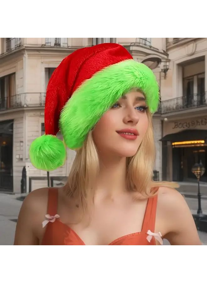 قبعة سانتا حمراء فاخرة مع بطانة مريحة لحفلات Christmas وليلة رأس السنة الجديدة لالتقاط الصور، إكسسوار زي مصنوع من البوليستر. - Image 2